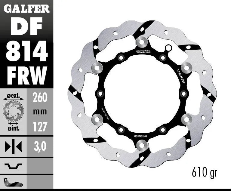 Galfer BRAKE ROTOR FLOATING WAVE GROOVED Bromsskivor offroad – Fram / 260 mm / Svart/Polerad/Silver/Stainless Steel - PE17111763 bild 2 PMIMAGE:555309078D72658CD21C