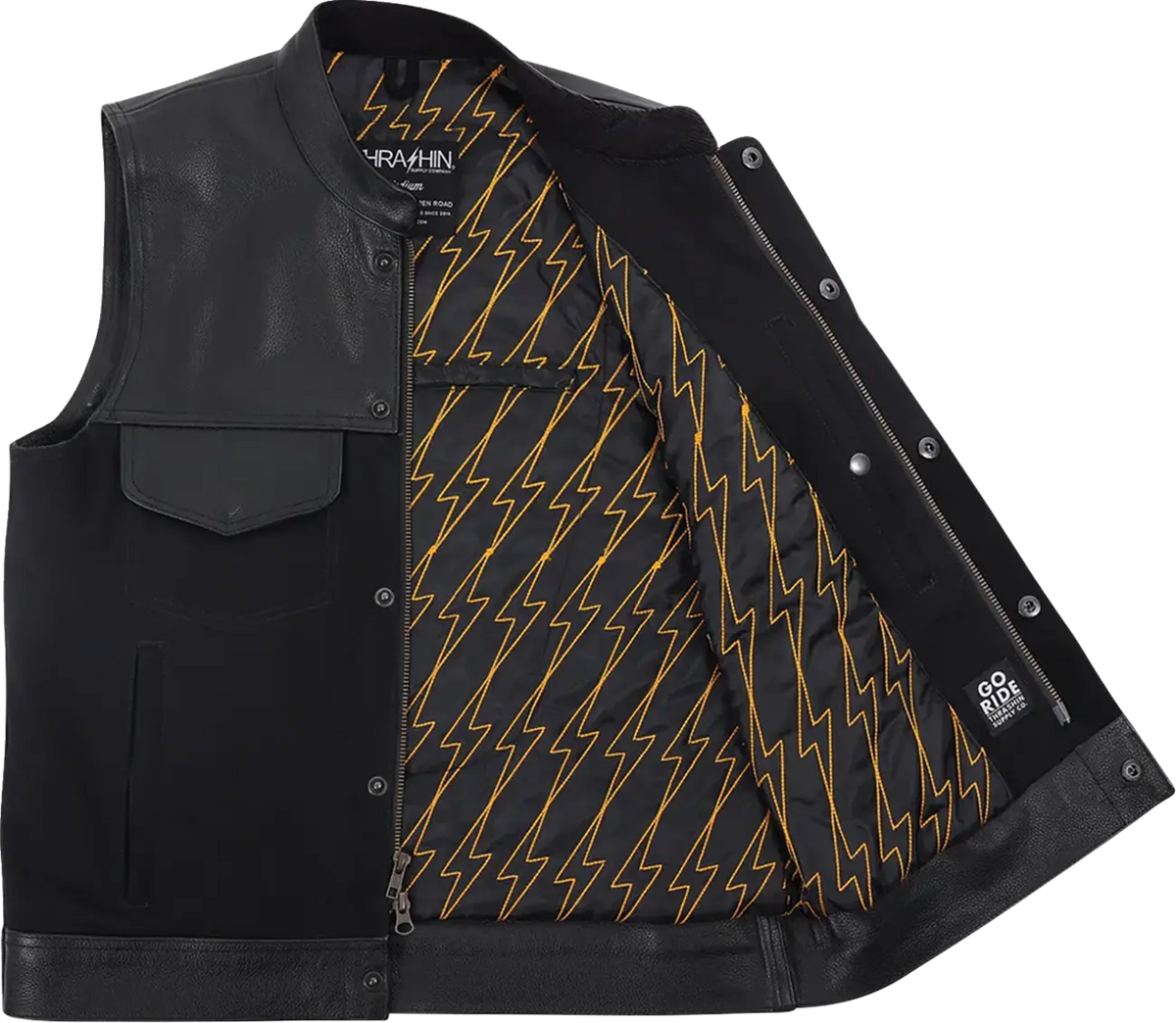 Thrashin Supply Co Kanan Leather/Denim Riding Vest Jacka textil herr - PE28208095 bild 3 PMIMAGE:34159D6D4A2829B8A075