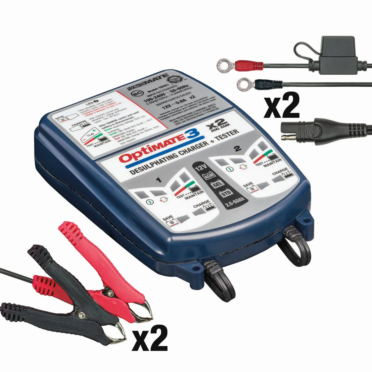 TECMATE OptiMate 3 x 2 Bank batteriladdare - PE38070308 bild 3 PMIMAGE:085DCFA3C58EC831A998
