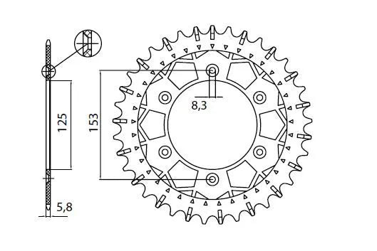 SUNSTAR SPROCKETS Works Z Stål Bakdrev 520 46T - PE12111391 bild 3 PMIMAGE:8F5E7BFEED7FF37FF3D7