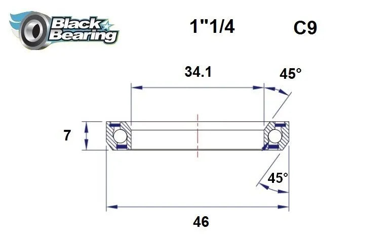 BLACK BEARING HB 34.1X46X7MM 45°/45° – Headset Bearing - PE04100412 bild 1 PMIMAGE:18C81222402497E477F4