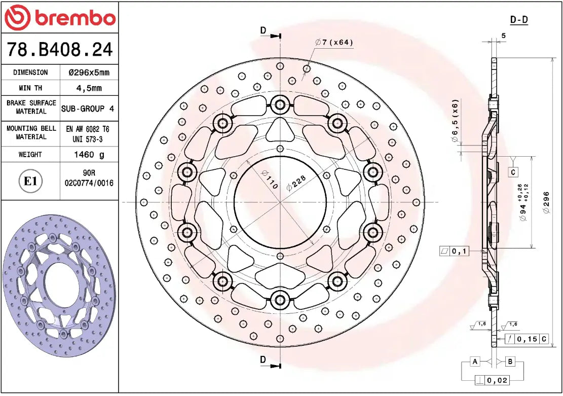 BREMBO Serie Oro Flytande Bromsskiva Fram - PE17105077 bild 2 PMIMAGE:EC3DD1F175AA555B9C9B
