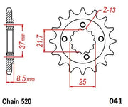 MOTO-MASTER Framdrevring i härdat stål 520-13T för Honda Quad - PE12122486 bild 4 PMIMAGE:3D494729ADA3D1B3D945