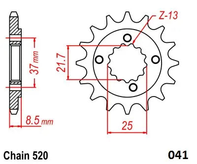 MOTO-MASTER Framdrevring i härdat stål 520-13T för Honda Quad - PE12122486 bild 4 PMIMAGE:3D494729ADA3D1B3D945